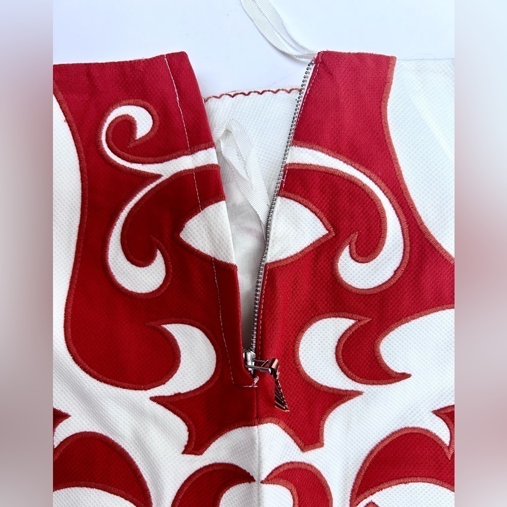 ANTHROPOLOGIE VANESSA VIRGINIA $118 Flame-Kissed Skirt 4 Orange/Cream Boho Retro - Picture 6 of 8